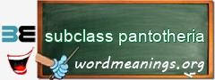 WordMeaning blackboard for subclass pantotheria